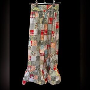 Vintage Picnic Patchwork Print | Maxi Skirt | Ruffle Hem | Fritzi of California